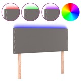 Cumpara ieftin Tablie de pat cu LED, gri, 100x5x78/88 cm, piele ecologica