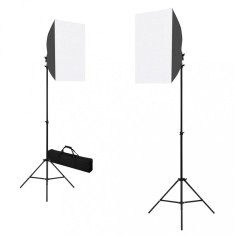 vidaXL Lumini de studio profesionale, 2 buc., negru, 40 x 60 cm, oțel