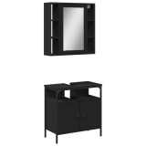 Cumpara ieftin Set mobilier de baie, 2 piese, negru, lemn compozit