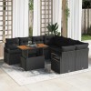 VidaXL Set Canapea de Grădină cu pernă Manual 9 pcs Negru Standard Ratan