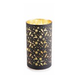 Candela Craciun sticla neagra aurie cu led &Oslash; 9 x 16,5 H