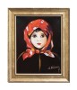 Tablou celebru pictat manual inramat, Fetita cu basma rosie, 30x25cm ulei panza, reproducere Nicolae Grigorescu
