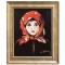 Tablou celebru pictat manual inramat, Fetita cu basma rosie, 30x25cm ulei panza, reproducere Nicolae Grigorescu