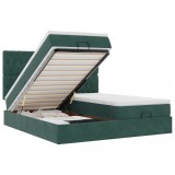 Cumpara ieftin Cadru de pat otoman cu saltele Verde inchis 200x200cm catifea