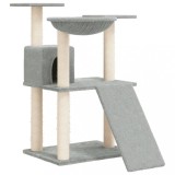 Cumpara ieftin Ansamblu de pisici, stalpi din funie sisal, gri deschis, 83 cm