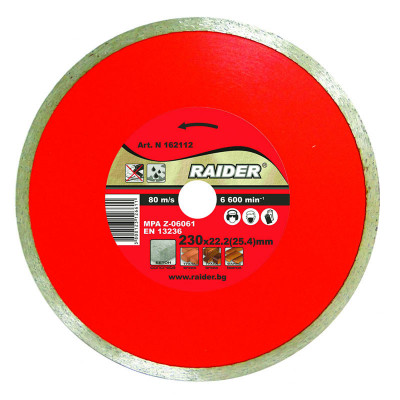 Disc diamantat continuu Raider, 230 x 22.2 mm, taiere umeda foto