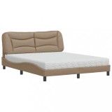 Cumpara ieftin Pat cu saltea, Hvar, cappuccino, 160x200cm piele ecologica