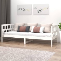 vidaXL Pat de zi, alb, 90x190 cm, lemn masiv de pin 820218