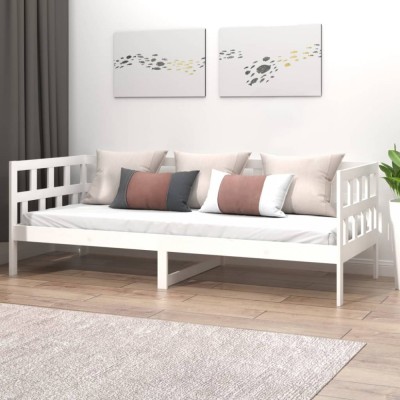 vidaXL Pat de zi, alb, 90x190 cm, lemn masiv de pin 820218 foto