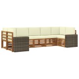 vidaXL Set canapea sectională cu pernă 7 pcs Natural și Crem Poliester 3384816