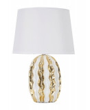 Cumpara ieftin Lampa de masa, Glam Stary, Mauro Ferretti, 1 x E27, 40W, 33 x 33 x 48 cm, ceramica/fier/textil, alb/auriu