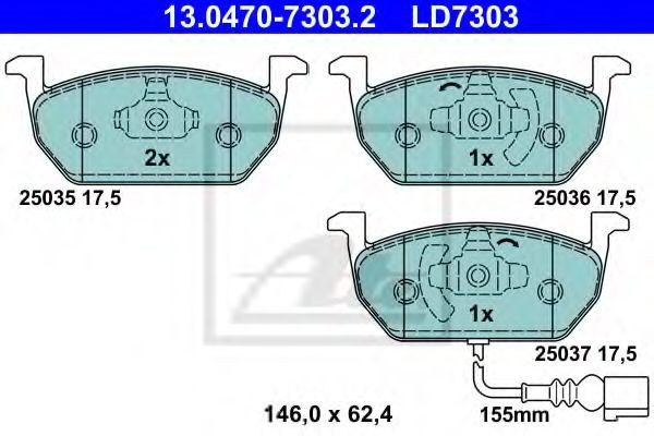 Set placute frana,frana disc VW GOLF VII (5G1, BE1) (2012 - 2016) ATE 13.0470-7303.2