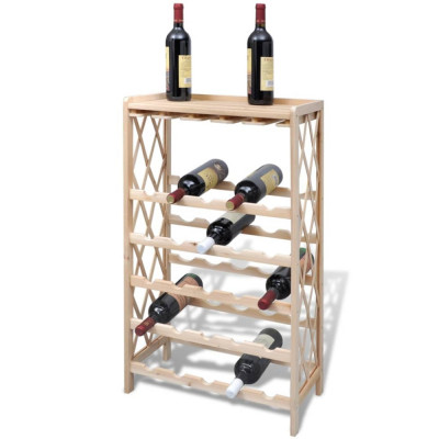 vidaXL Suport pentru 25 de sticle de vin, lemn masiv de brad foto