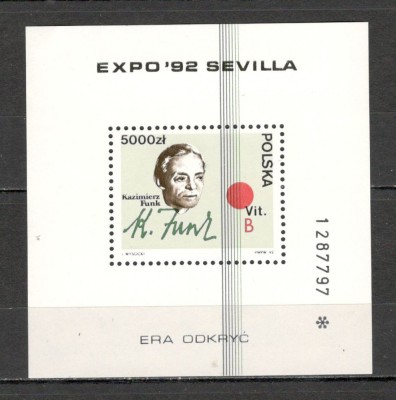 Polonia.1992 EXPO Sevilla:Personalitati-Bl. MP.260 foto