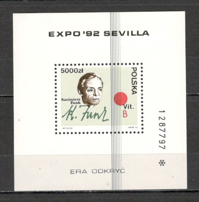Polonia.1992 EXPO Sevilla:Personalitati-Bl. MP.260