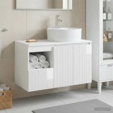 Cumpara ieftin Set dulap baie 2 buc. Alb foarte lucios 79,5 x 44,5 x 82 cm