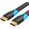 Cablu video Vention, HDMI(T) la HDMI(T), 1m, rezolutie maxima 4K la 60Hz, conectori auriti, cupru, plat, invelis PVC, negru, &quot;VAA-B02-L100&quot; (timbru ve