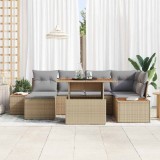vidaXL Set de canapele pentru grădină 7 pcs Bej Rattan poli