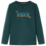 Tricou de copii cu m&acirc;neci lungi verde &icirc;nchis 92