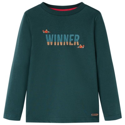 Tricou de copii cu m&amp;acirc;neci lungi verde &amp;icirc;nchis 92 foto