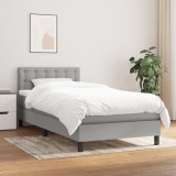 Cumpara ieftin Pat box spring cu saltea, gri deschis, 90x190 cm, textil