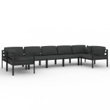 Set mobilier de gradina cu perne, 7 piese, antracit, aluminiu