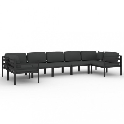 Set mobilier de gradina cu perne, 7 piese, antracit, aluminiu foto