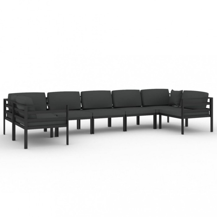 Set mobilier de gradina cu perne, 7 piese, antracit, aluminiu