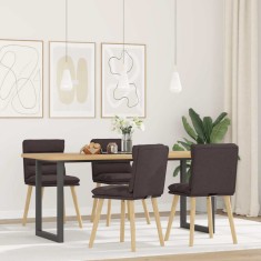 vidaXL Scaune de bucătărie, 4 buc., maro &icirc;nchis, material textil