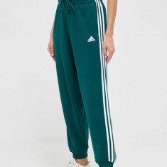 adidas pantaloni de trening din bumbac culoarea verde, cu imprimeu