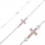 Cumpara ieftin Brățară argint 925 - cruce cu zircon roz
