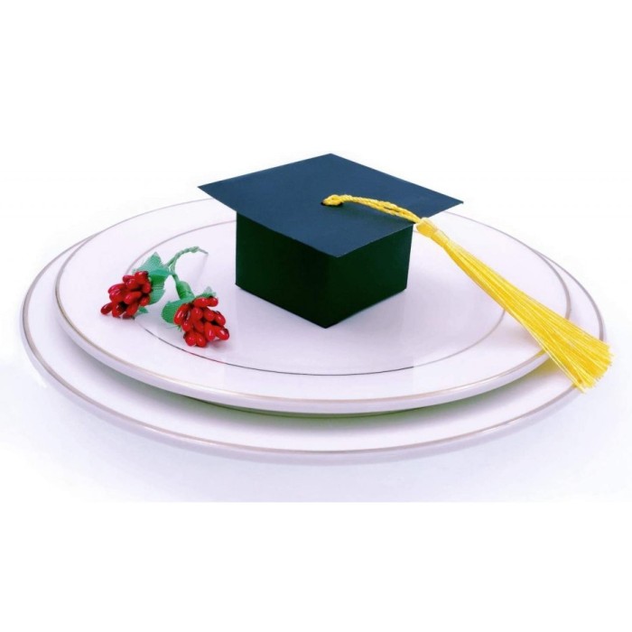 Set 50 de cutii cadou pentru absolvire JZK, 7.5 x 7.5 cm, hartie, textil, negru, galben