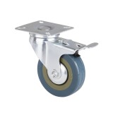 Roata Pivotanta cu Flansa din PVC Gri pentru Mobilier, 50mm, Cu frana, sarcina max. 20kg, AGT-7472