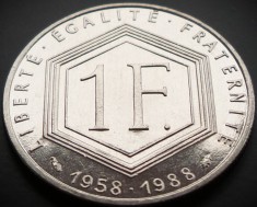 Moneda comemorativa 1 FRANC - FRANTA, anul 1988 * cod 2909 = A.UNC