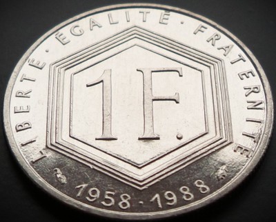 Moneda comemorativa 1 FRANC - FRANTA, anul 1988 * cod 2909 = A.UNC foto