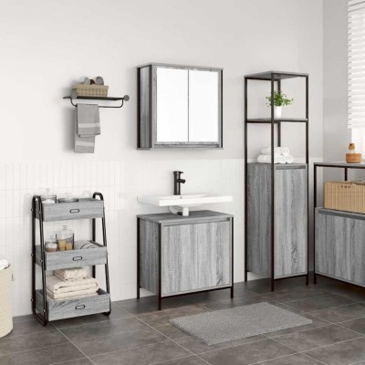 vidaXL Set mobilier de baie, 2 piese, gri sonoma, lemn prelucrat 3328392 foto