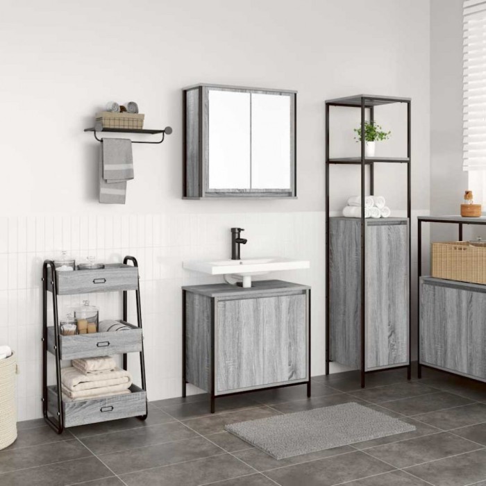 vidaXL Set mobilier de baie, 2 piese, gri sonoma, lemn prelucrat 3328392