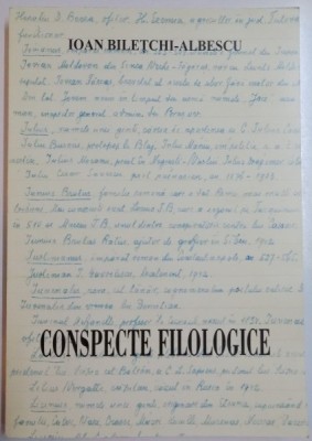 CONSPECTE FILOLOGICE de IOAN BILETCHI - ALBESCU , 2009 foto
