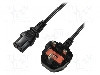 Cablu alimentare AC, 1.8m, 3 fire, culoare negru, BS 1363 (G) mufa, IEC C13 mama, LOGILINK - CP121 foto