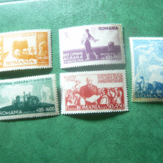 Serie Romania 1946 Reforma Agrara , 5 valori