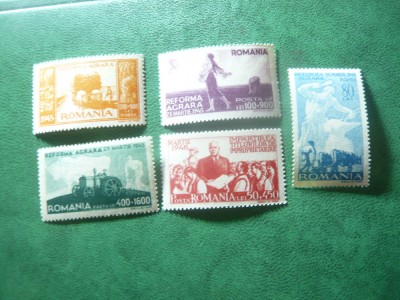 Serie Romania 1946 Reforma Agrara , 5 valori foto
