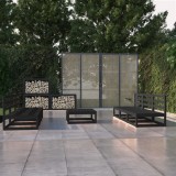 VidaXL Set mobilier de grădină, 7 piese, negru, lemn masiv de pin