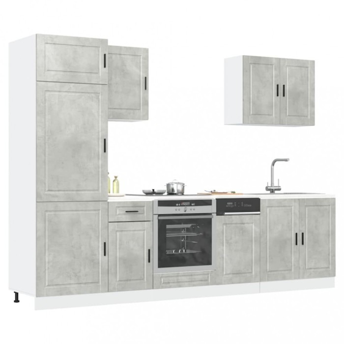 Gossi set dulapuri de bucatarie 7 piese &bdquo;kalmar&rdquo; gri beton lemn