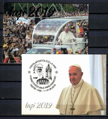 ROMANIA 2019 - VIZITA APOSTOLICA A PAPEI FRANCISC LA IASI. 2 ILUSTRATE MNH, S6 foto