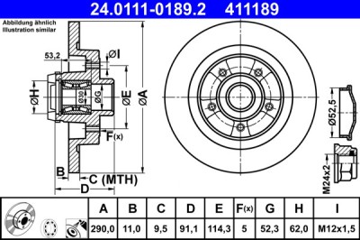 ATE 24.0111-0189.2 Disc frana foto