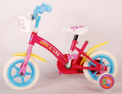 Bicicleta pentru fete Peppa Pig, 10 inch, culoare rosu/albastru, fara frana PB Cod:81064-NP foto