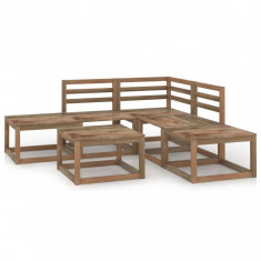 vidaXL Set mobilier de grădină, 6 piese, maro, lemn de pin tratat
