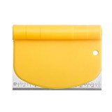 Taietor aluat 15 x 10.5 cm, 2 in 1, lama otel inoxidabil, maner din ABS, gradat, paleta plastic, galben