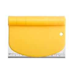 Taietor aluat 15 x 10.5 cm, 2 in 1, lama otel inoxidabil, maner din ABS, gradat, paleta plastic, galben