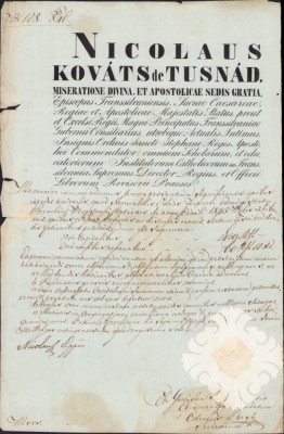 HST PM122 Act semnat olograf episcop catolic Kovacs Miklos 1845 Transilvania foto